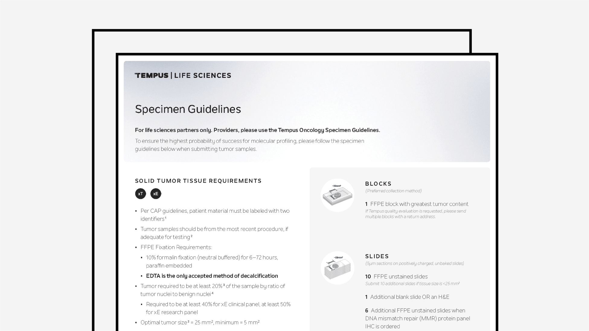 Specimen Guidelines for Life Sciences