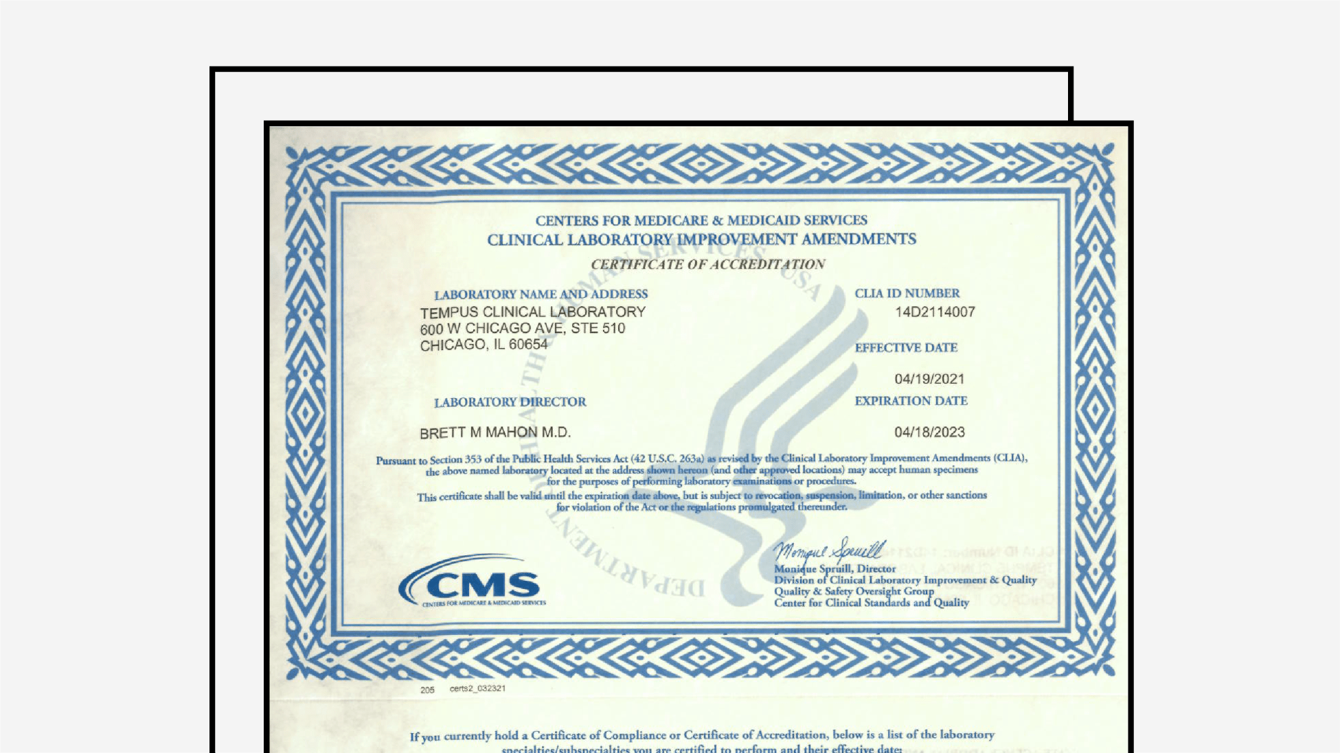 CLIA Certificate (2021-2023)