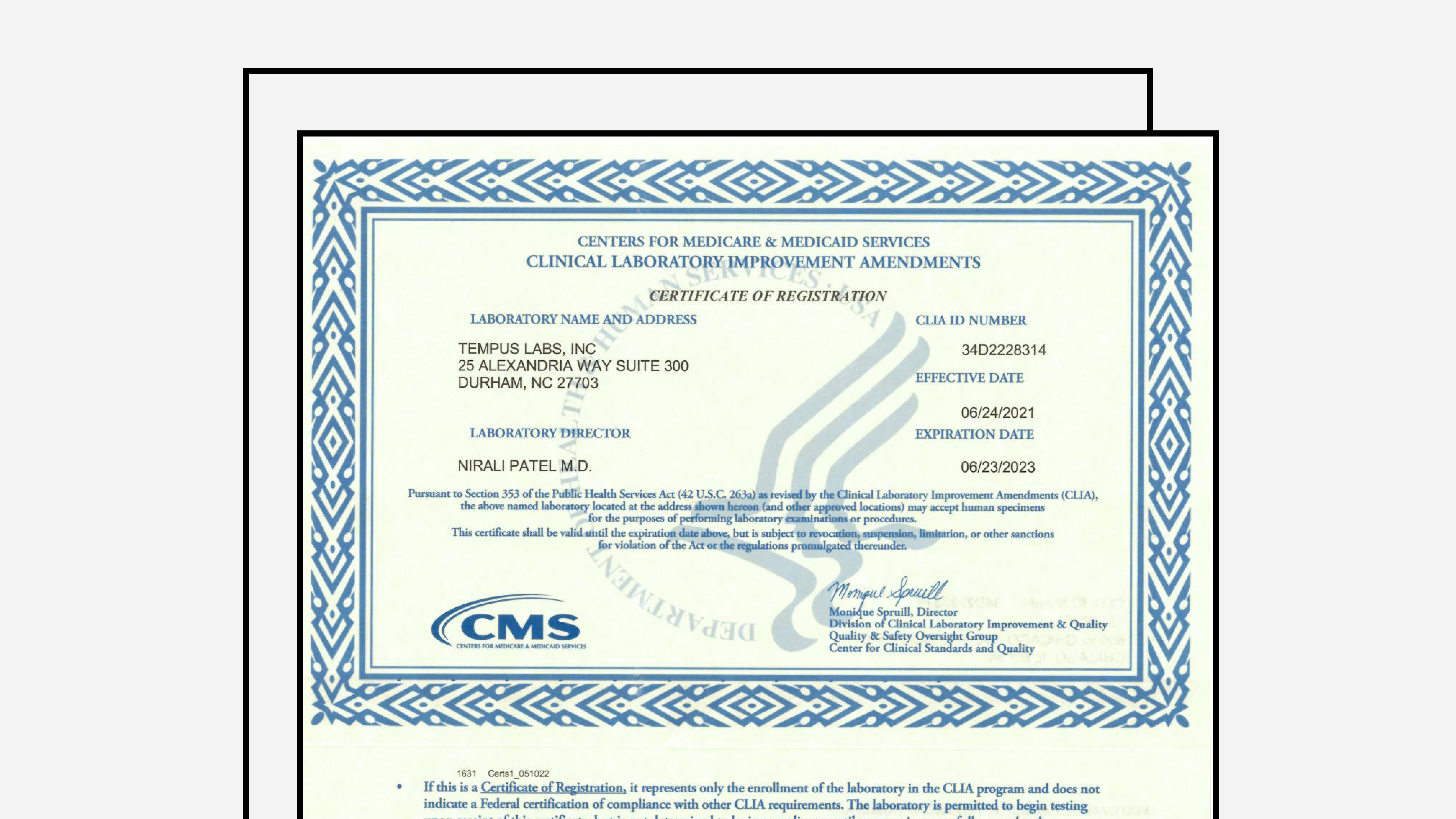 CLIA Certificate (2021-2023)