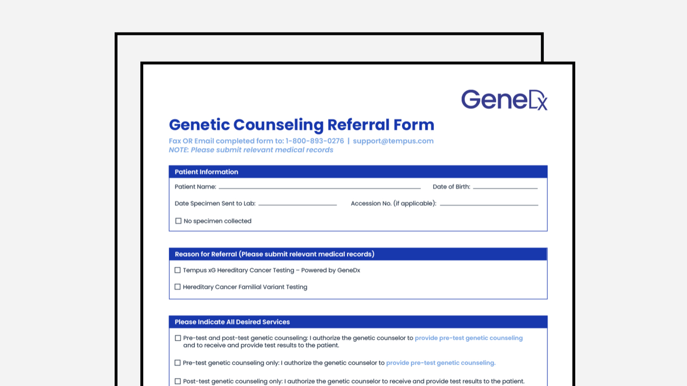 GeneDx xG Genetic Counseling Referral Form