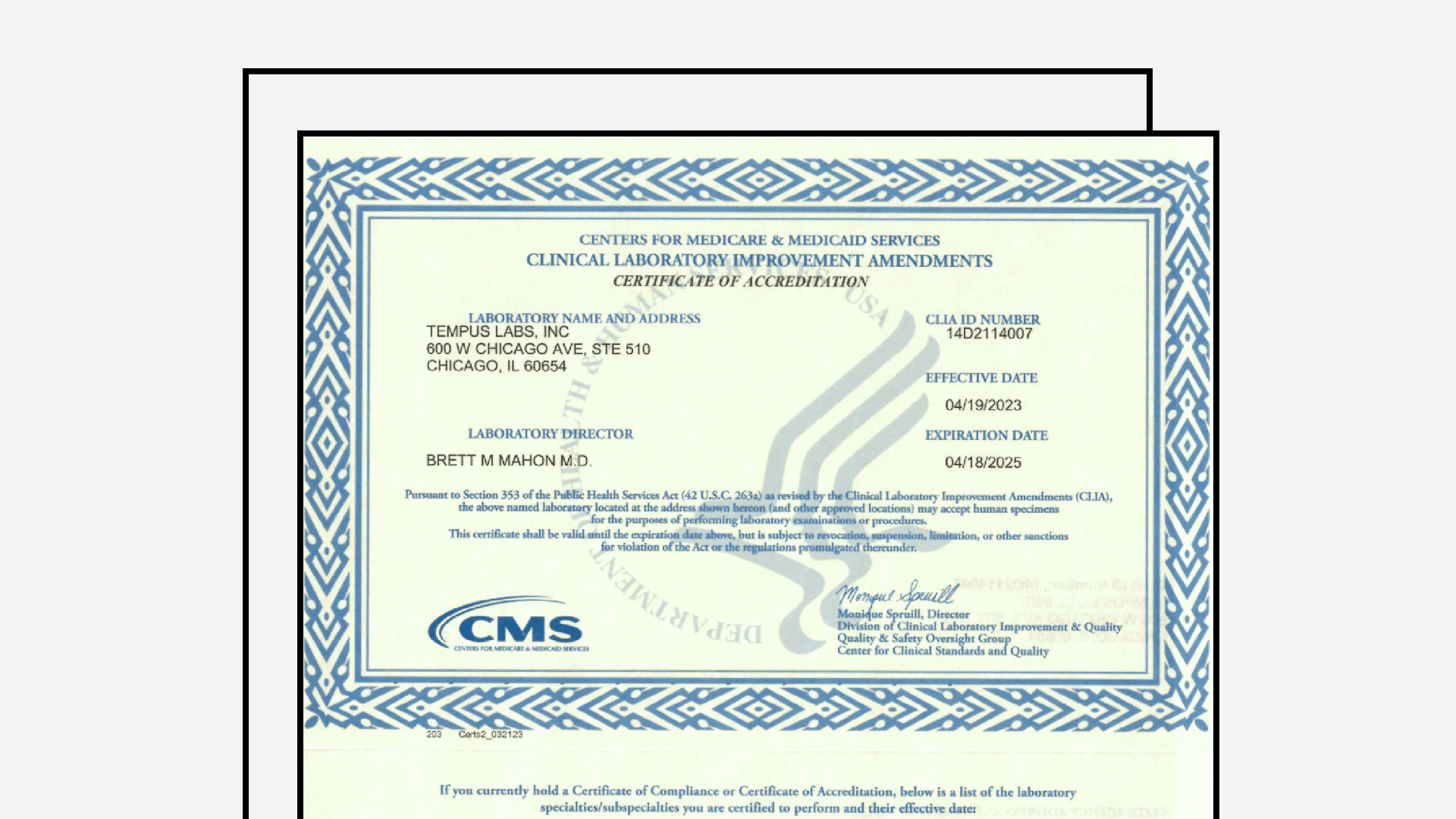 CLIA Certificate (2023-2025)