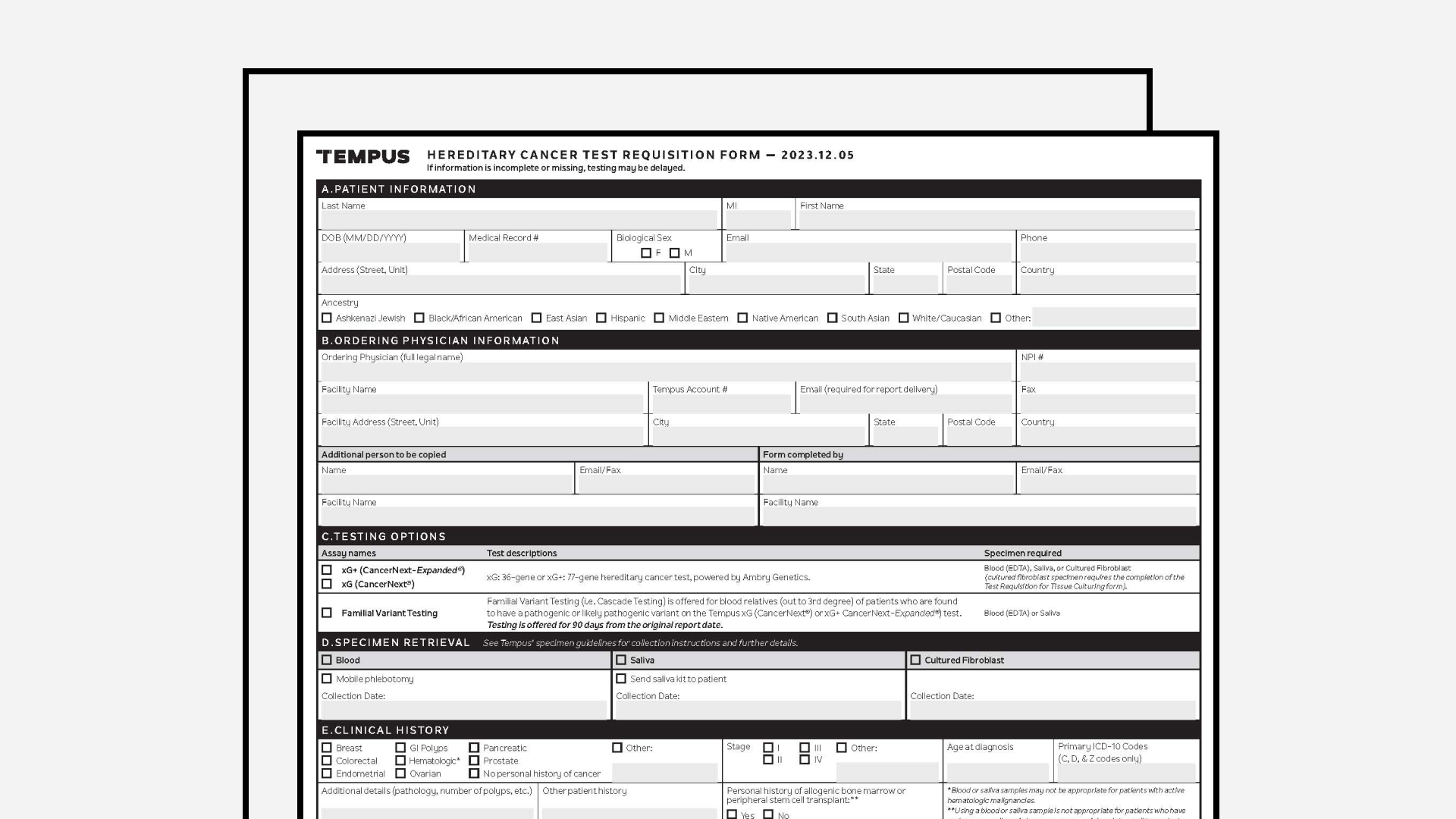 Hereditary Requisition Form (xG powered by Ambry Genetics®)