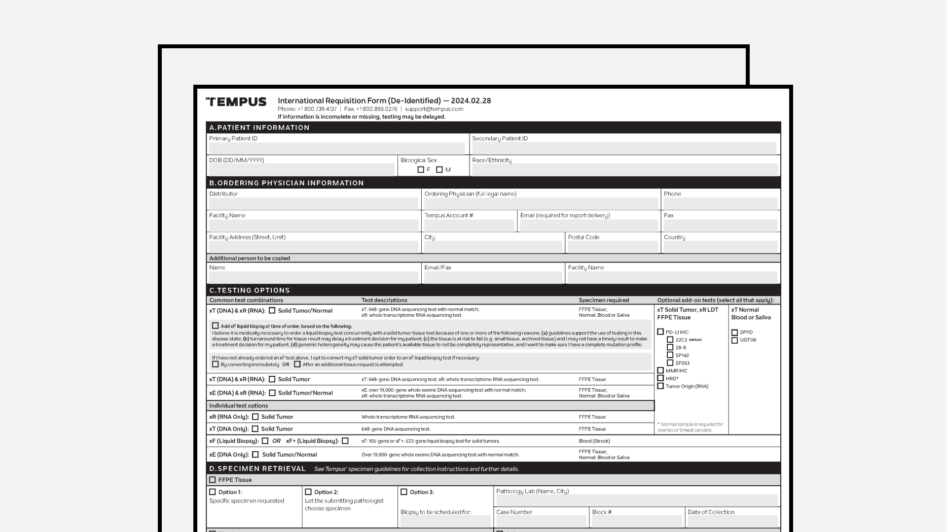 De-Identified Requisition Form (International)
