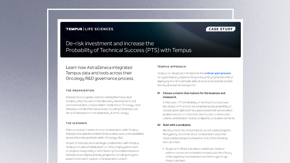 De-risk investment and increase the Probability of Technical Success (PTS) with Tempus