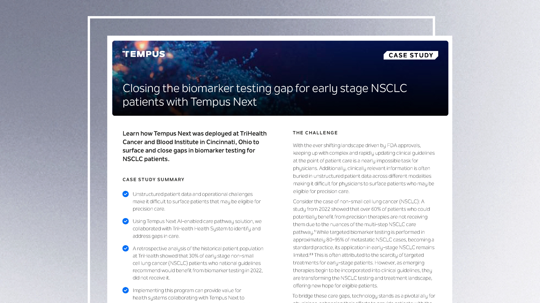 Closing the biomarker testing gap for early stage NSCLC patients with Tempus Next