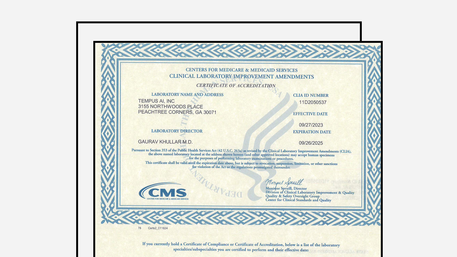 CLIA Certificate (2023-2025)