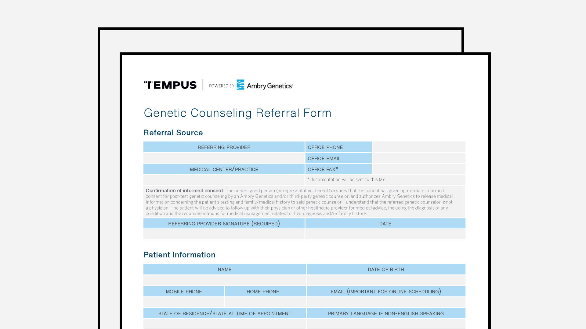 Ambry xG Genetic Counseling Referral Form