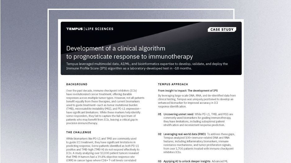 Development of a clinical algorithm to prognosticate response to immunotherapy