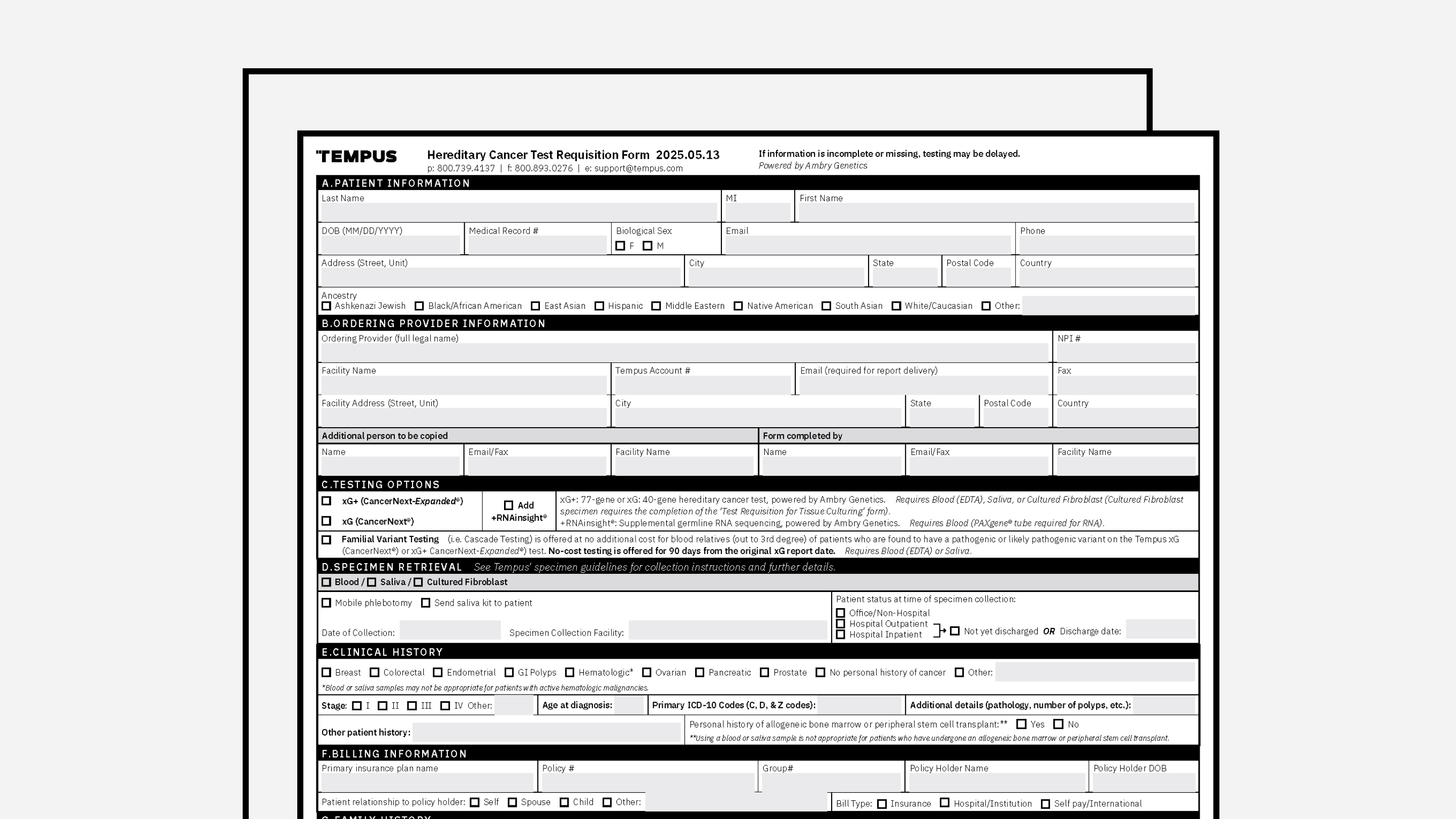 Hereditary Requisition Form (xG powered by Ambry Genetics®)