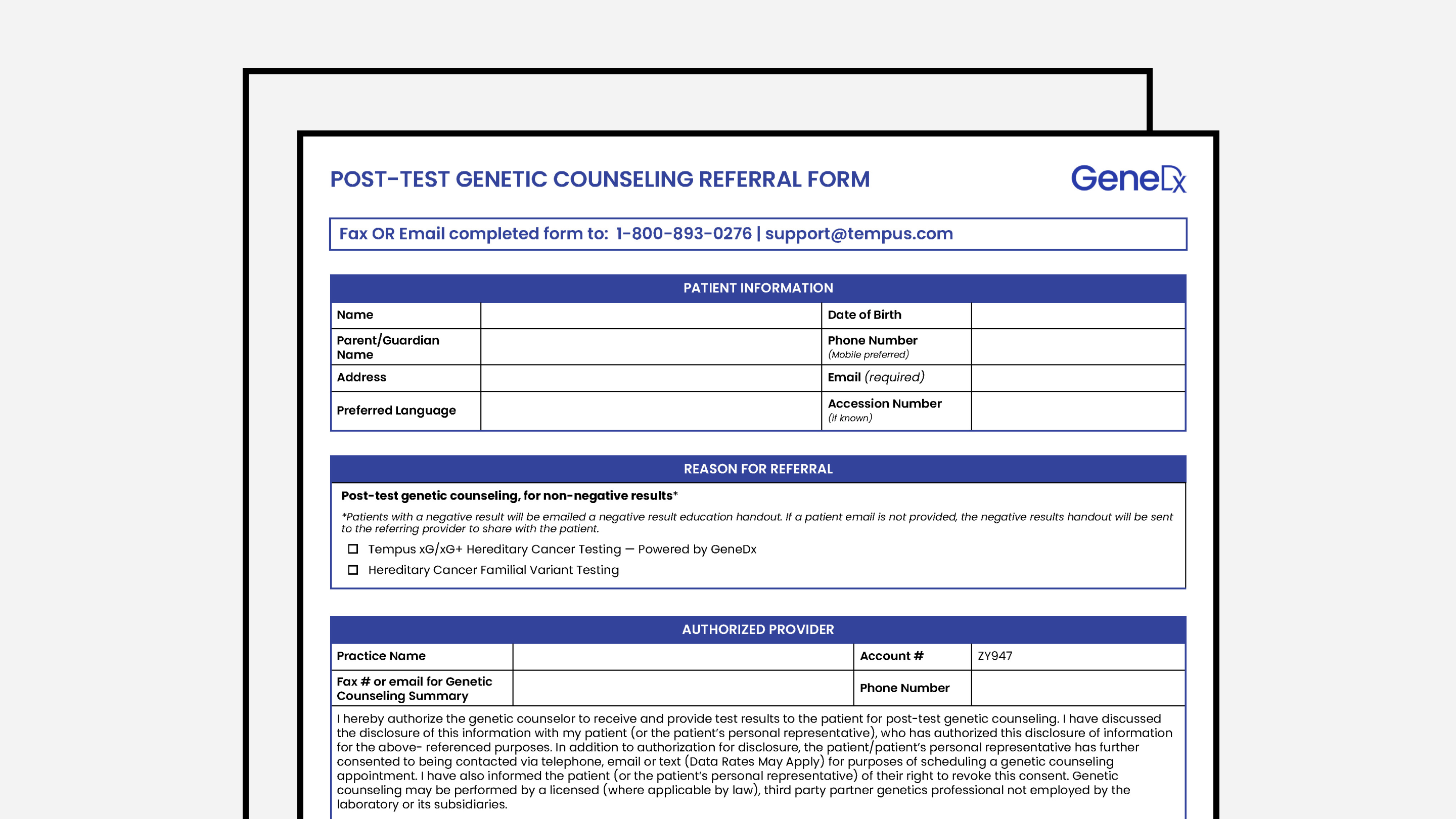 GeneDx xG Genetic Counseling Referral Form