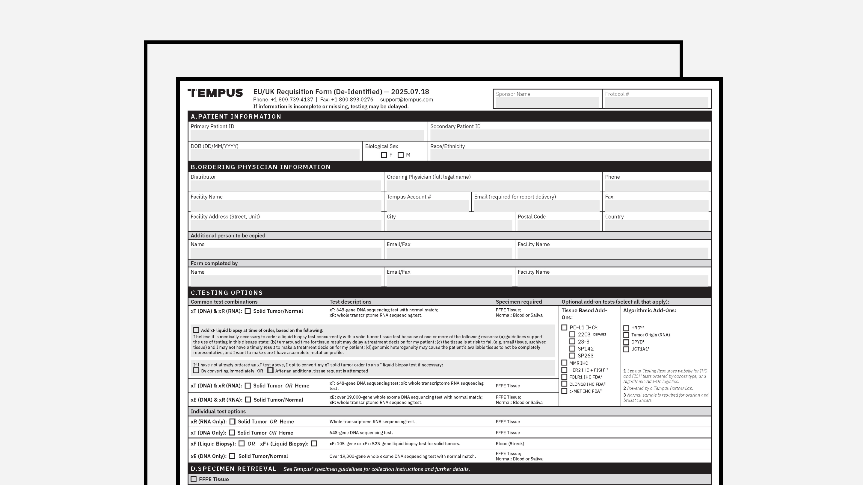 De-Identified Requisition Form (EU-UK)