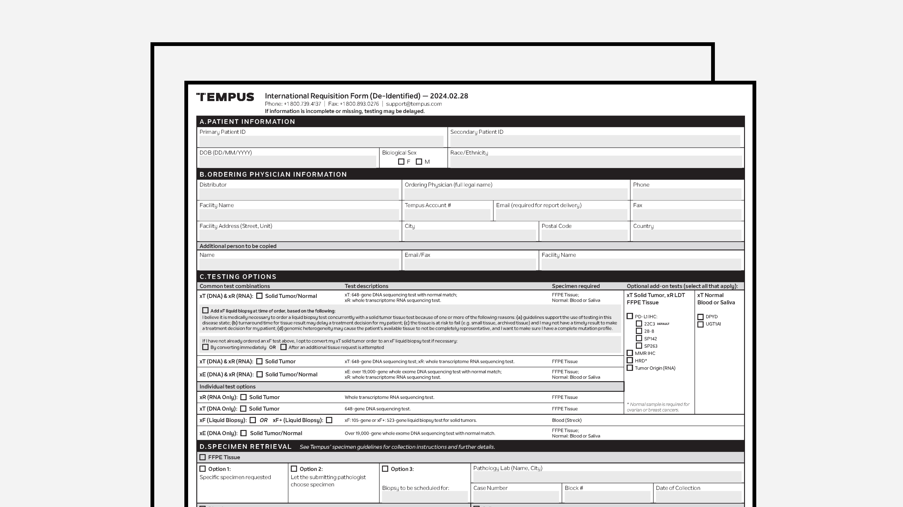 De-Identified Requisition Form (International)