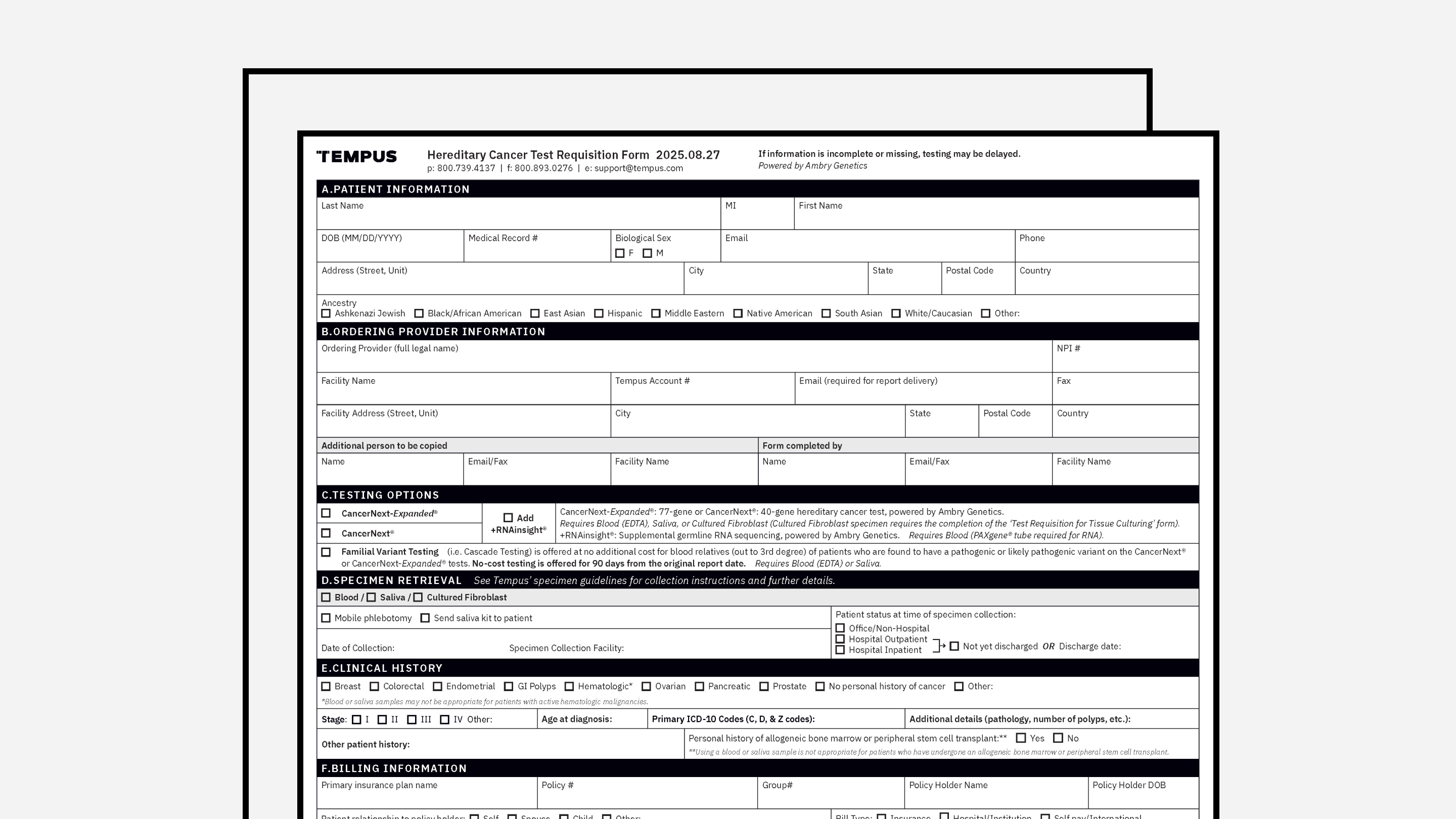 Hereditary Requisition Form (powered by Ambry Genetics®)
