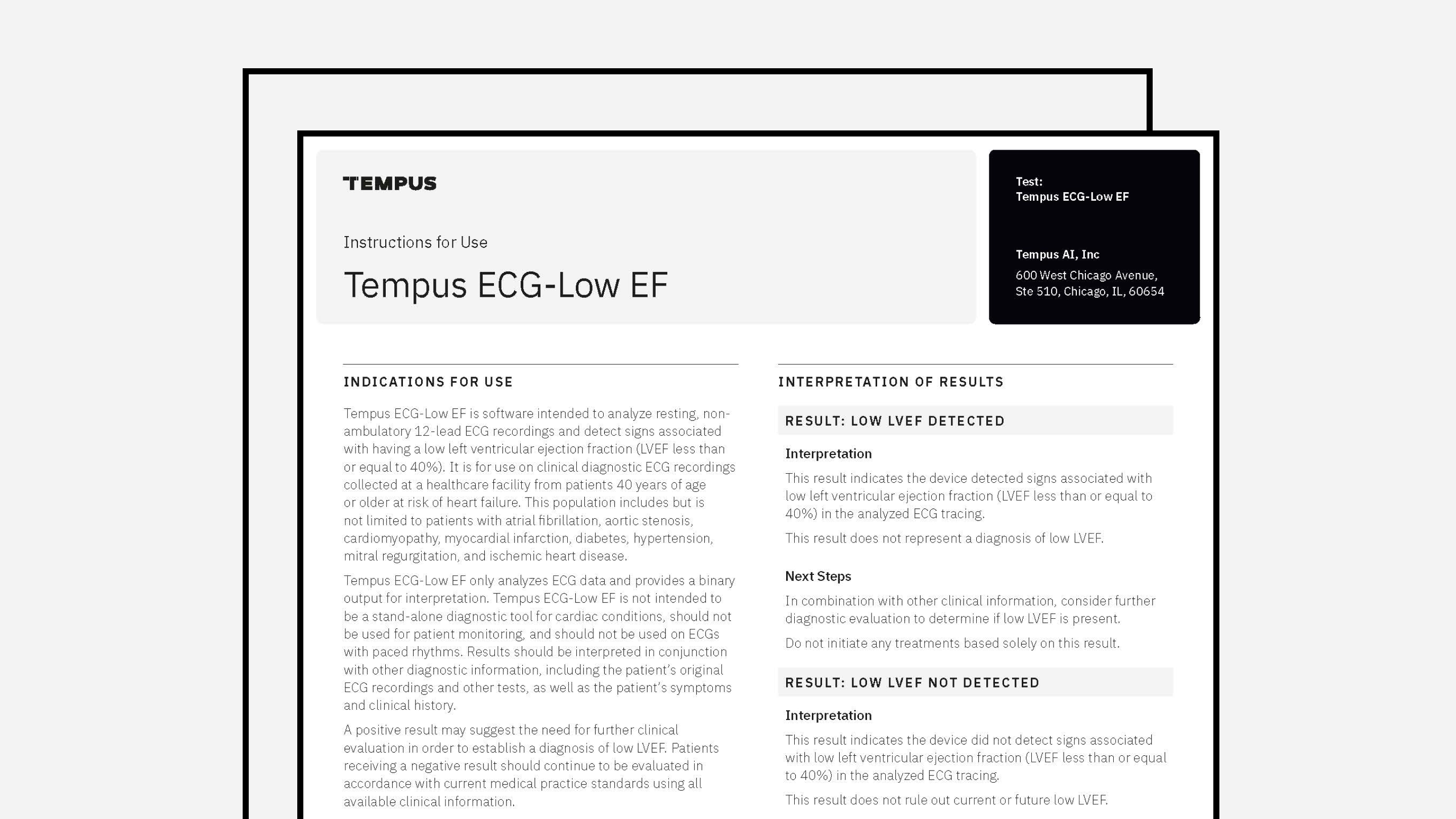 Tempus ECG Low EF