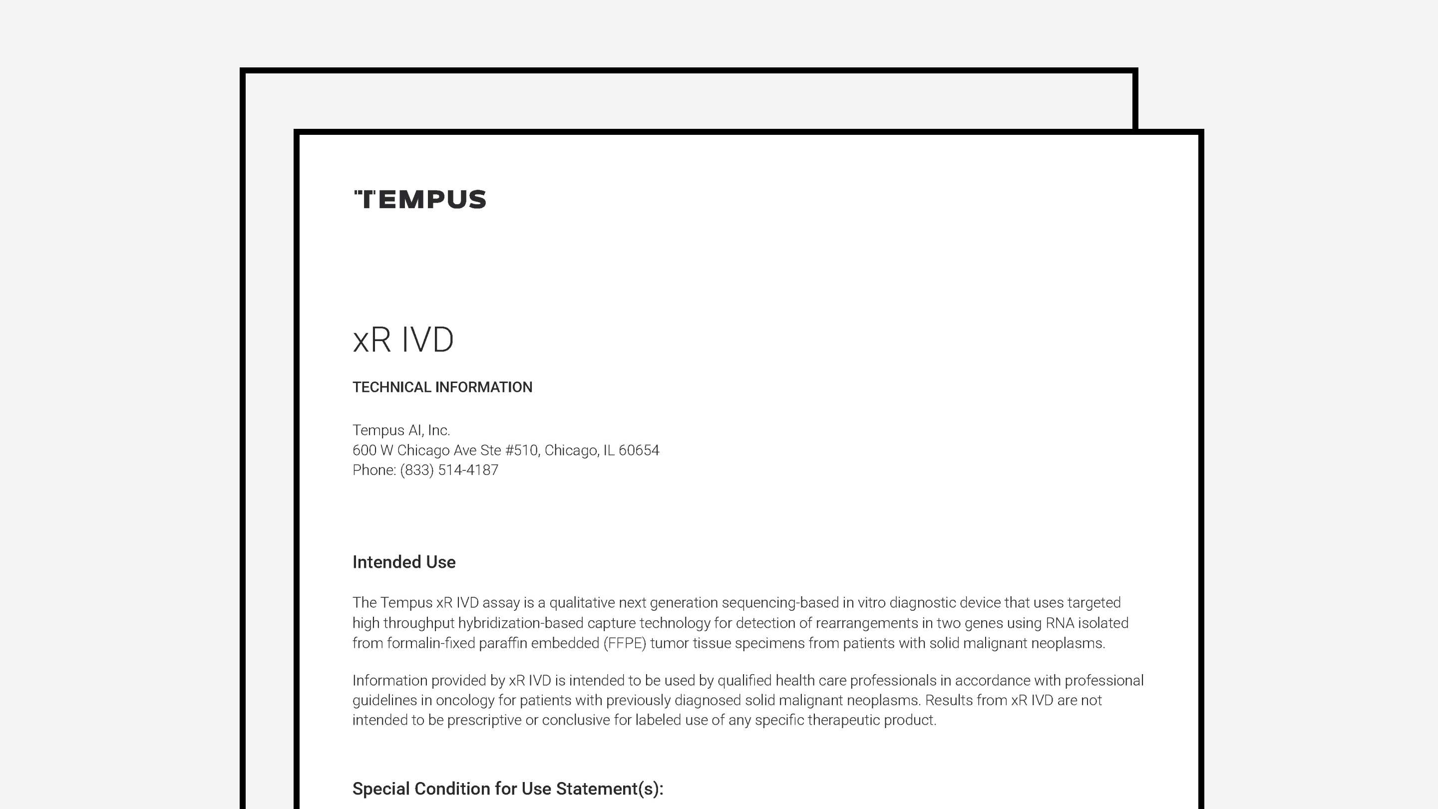 Tempus xR IVD Technical Information