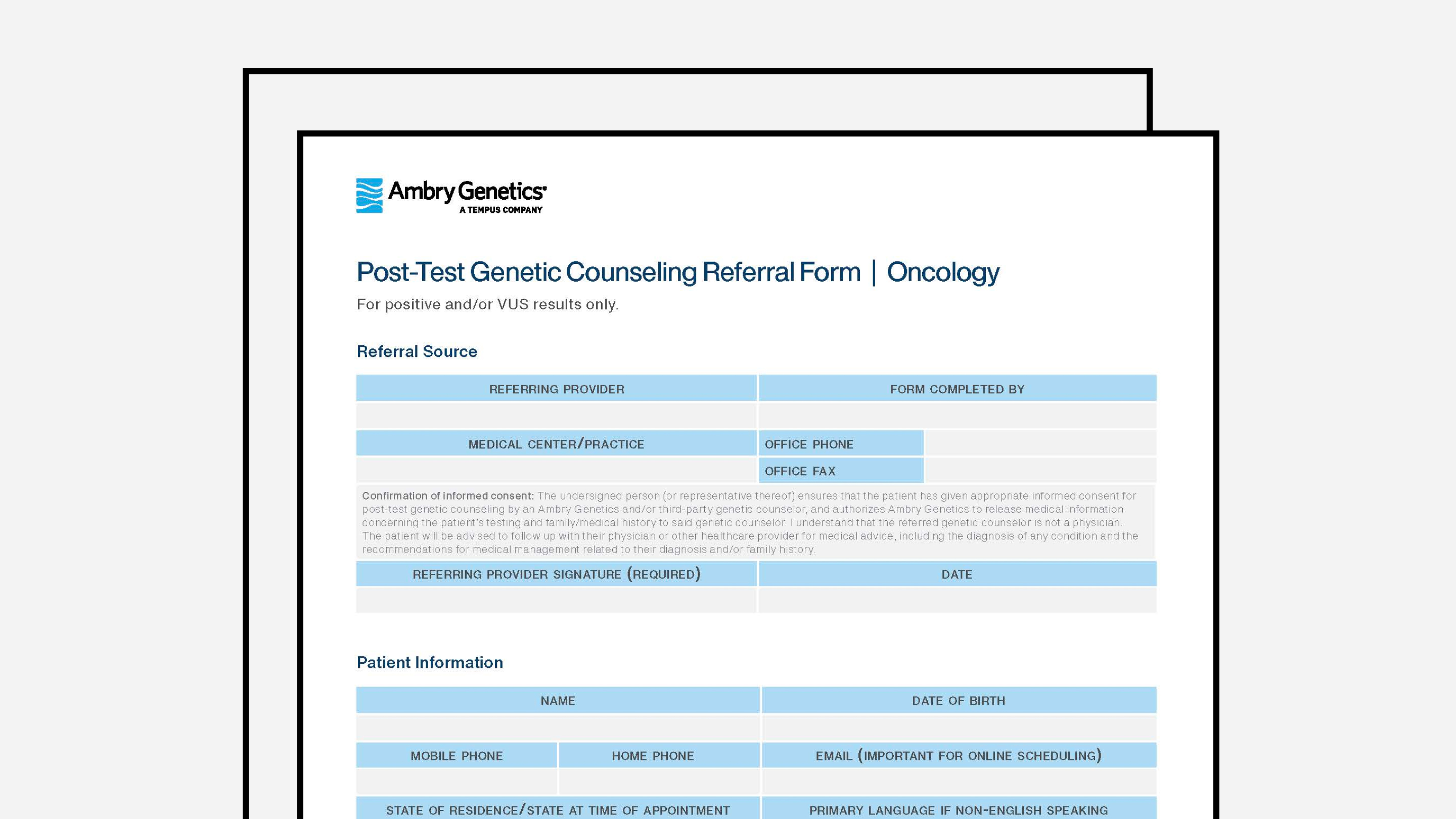 Tempus Ambry Genetic Counseling Referral Form 