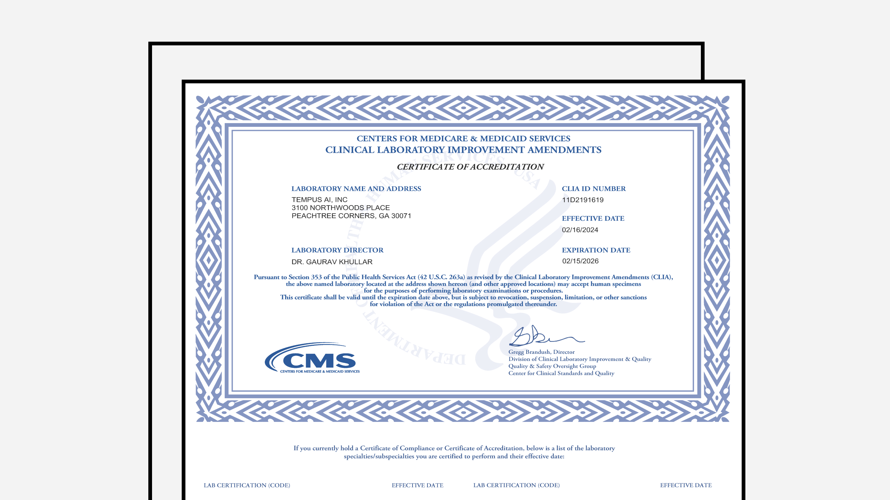 CLIA Certificate (2023-2025)