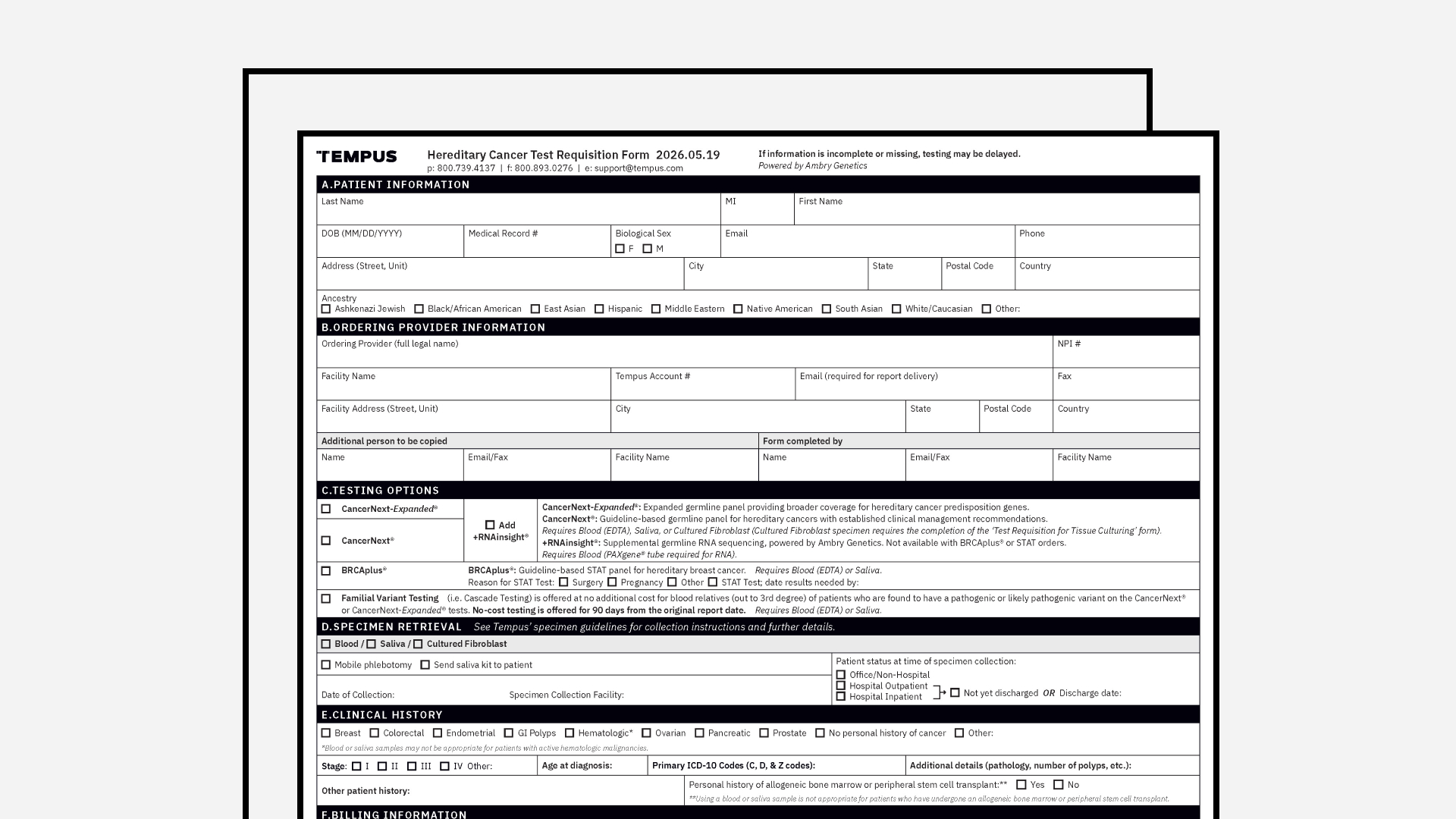 Hereditary Requisition Form (powered by Ambry Genetics®)